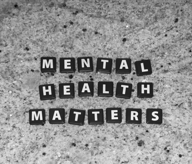 Black Letter Tiles Spelling Out Mental Health Matters